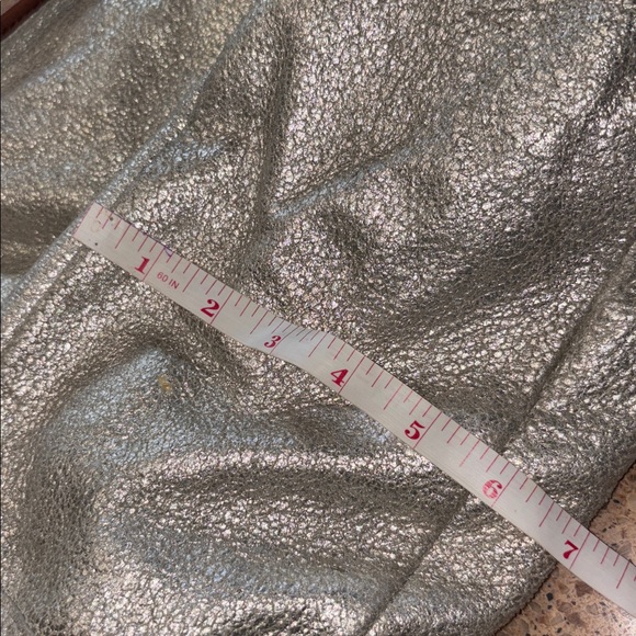 J.Crew Metallic Beacon Tote Bag Silver Brown Leather Studded Handle Large Size - Picture 5 of 14